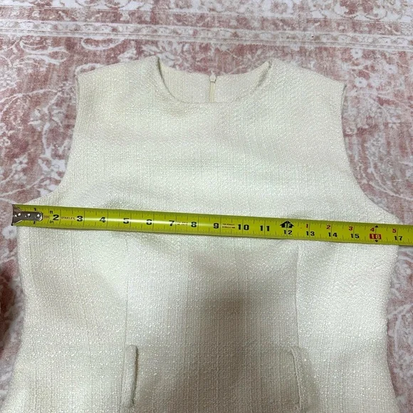 NWT Commense Tweed Pleated Cream Dress - Picture 8 of 14